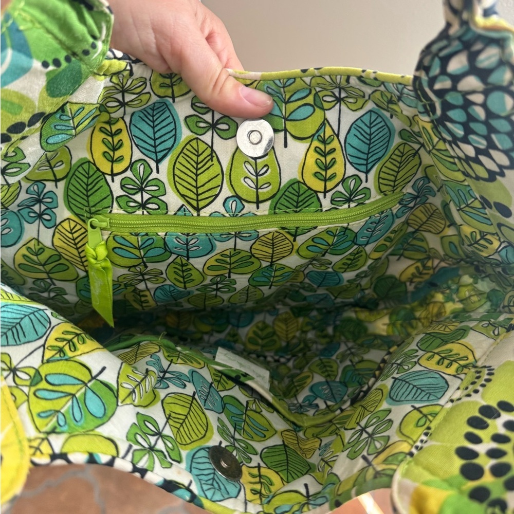 Vera Bradley Quilted Floral Tote Green Blue Vintage Print Shoulder Bag Paisley - Picture 8 of 8